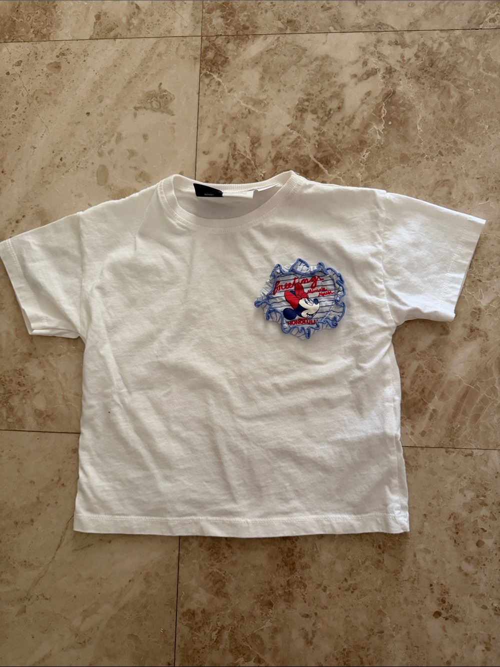 Zara Disney Minnie White Tee with Patch